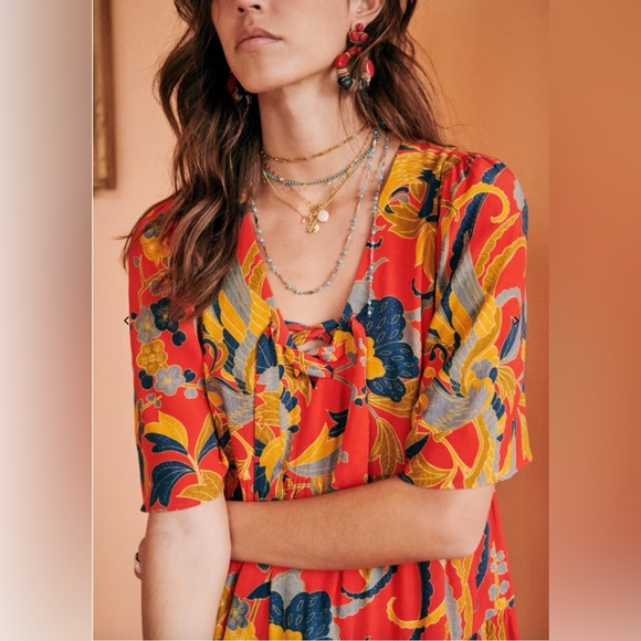 Sézane Manoa Dress - Milanese Flowers Print (NWT, FR 34 / US 2) - Picture 3 of 9